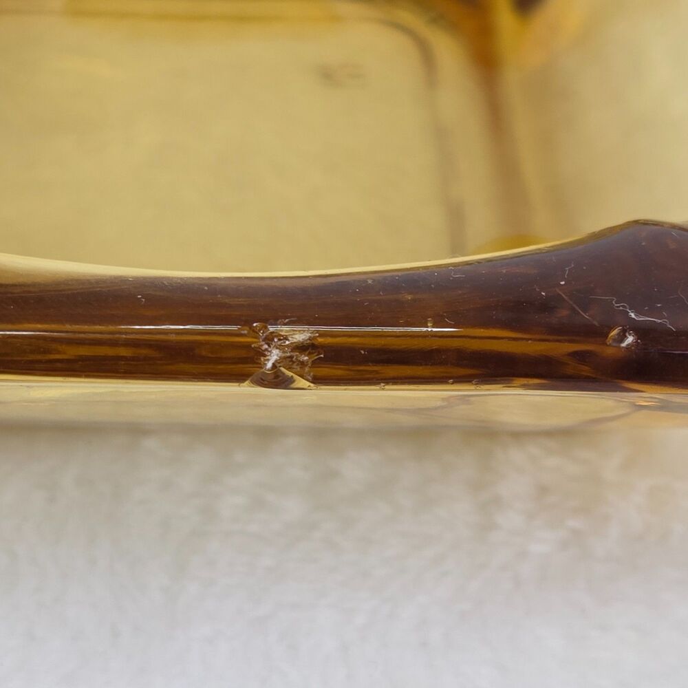 Vintage Amber Glass Ashtray Square 4.75" x 4.75" Mid Century Modern Retro - Picture 3 of 10